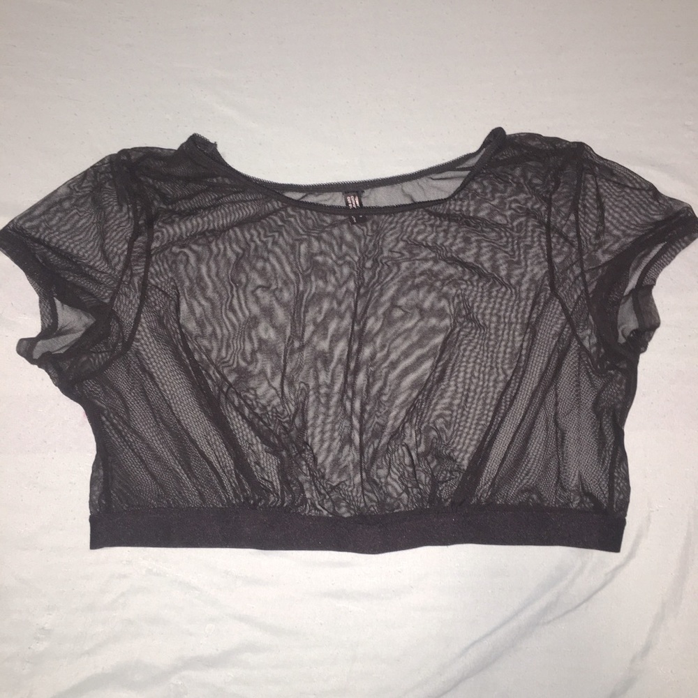 Black sheer cropped tee
